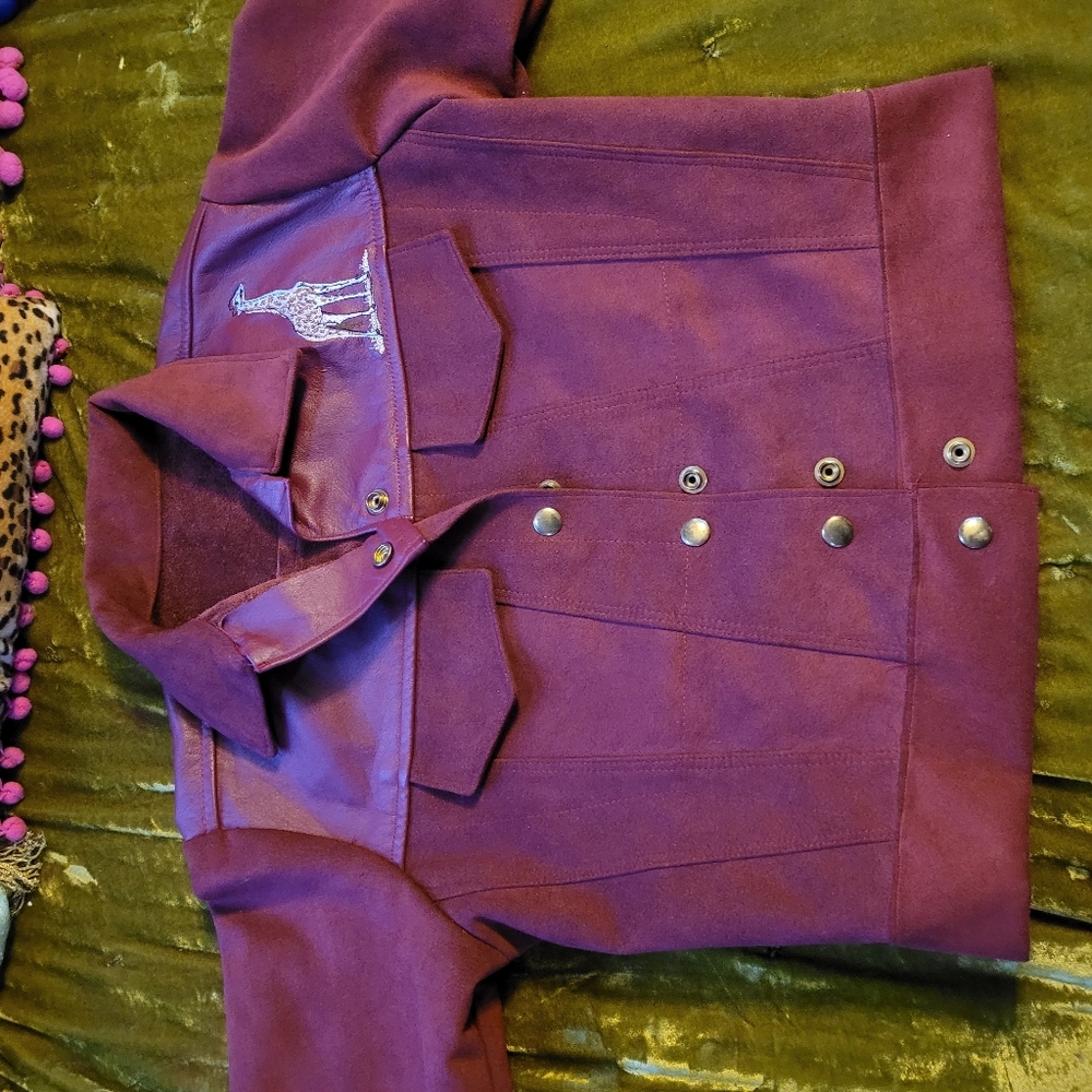 Maroon Leather And Suede Jacket - image 4